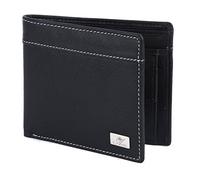Am Leather Bi Fold Genuine Leather Black and White Thread for Men and Boys, Black and white thread, 11 X 1.5 X 9 CM, Luggage, Black and white thread, 11 X 1.5 X 9 CM, Luggage
