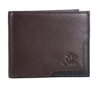 AM LEATHER Genuine Leather Bifold Wallet with 2 ID Window, DEEP BROWN, 11 X1.5 X 9, Leather Wallet - Slim Bifold With Credit Card Pockets and Id Window bifold wallet ,NO Coin Pocket.