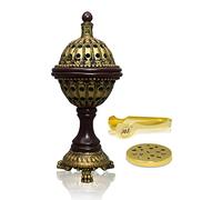 AM Lux Globe Incense Burner - Bakhoor Cone Holders | Insence bukhoor Burners| Frankincense Burner Charcoal | Mabkhara | for Office & Spiritual Décor (Bronze)