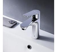 AM.PM Hit Washbasin Mixer Tap with Single-Lever Mixer Tap | SoftMotion Ceramic Cartridge, Neoperl Aerator | Scratch-Resistant, Easy to Clean, Durable | Chrome | Available in 2 Spout Heights 102 mm or