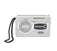 Am Portable Transistor Radio, Battery-Powered with Loudspeaker and Headphone, Compact Player, Gray