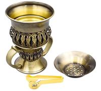 AM Regal Metal Incense Burner - Bakhoor Burner Mubkhara - Frankincense Resin Burner - Ideal for Yoga, Spa & Aromatherapy (Bronze)