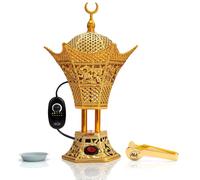 AM Regulator Electric Incense Burner - Adjustable Temperature and Timer Oud Burner for Bakhoor, Frankincense, Resin - Charcoal-Free Safe Design for Home, Office, Spa and Prayer Use (Gold)