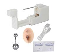 AM RONG MAGIC Professional Body Piercing Kit for Lip/Navel/Tongue/Ear/Nose/Belly Button, Plastic, Stainless Steel, Silver, no gemstone