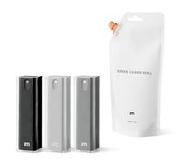 am Screen Cleaner with 200ml Refill for iPhone 16 & 15 - Premium Microfibre Cleaning Cloth for Smudge-Free Displays - For Smartphones, Tablets & Laptops - Compact & Durable, Black, Grey, Light Grey