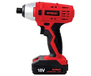 Am-Tech V6520 1.3 A Cordless Impact Driver/Lithium-Ion Battery in Storage Case, 230 V, Red