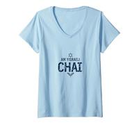 Am Yisrael Chai IDF Support Jewish Pride Gift V-Neck T-Shirt, Women, Baby Blue, XL