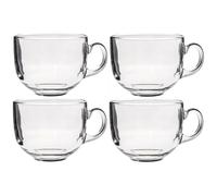 AM2788 - Set of 4 Extra Large Clear Glass Mugs 500ml | Jumbo Coffee & Soup Mugs