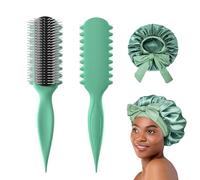 AM8:00 2in1 Styling Set, Curl Defining Brush for Wet Curls, Define Hairbrush for Enhancing Definition,Satin Bonnet for Sleeping, Silk Bonnet Suitable for Curly Hair,for Women