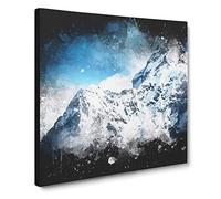 Ama Dablam Mountain in Nepal Paint Splash Modern Canvas Wall Art Print Ready to Hang, Framed Picture for Living Room Bedroom Home Office Décor, 20x20 Inch (50x50 cm)