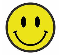 AMA SHOP Happy Face Shaped Sticker | Car, Motorcycle, Helmet & Wall Decal | PVC, Glossy, Yellow, Cartoon, Single Use