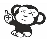 AMA SHOP Pre-spaced Sticker Funny Monkey Middle Finger Black | Suitable for Car Motorcycle Helmet | Decal | Passion Animals