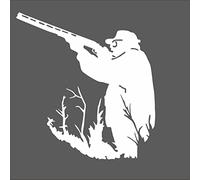 AMA shop PRESPACED HUNTER STICKER WITH RIFLES WHITE SUITABLE FOR DARK PVC SUPERIFICES for Wall Decal Car Motorcycle Helmet Camper