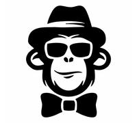 AMA SHOP prespaced monkey sticker with hat mod.2 color black pvc for decals wall decals wall mural car motorcycle helmet camper boat