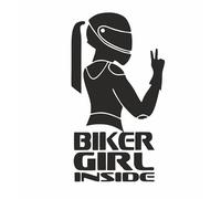 AMA SHOP Prespaced Sticker Biker Girl Inside Black | Fun | Suitable for Car Motorcycle Helmet | Decal | Passion Motorcycle