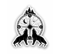 AMA SHOP PVC sticker shaped wolves with compass| Sticker for Helmet, Motorcycle, Camper,Boat | autoTuning |
