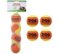 AMA SPORT Squeaky Tennis Balls for Dogs 2.5" Small Medium Dog Tennis Balls for Throwing and Fetching Dog Toys for Training, Exercise, High Bouncing 4 Pack (Orange Yellow)