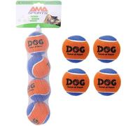 AMA SPORT Squeaky Tennis Balls for Dogs 2.5" Small Medium Dog Tennis Balls for Throwing and Fetching Dog Toys for Training, Exercise, High Bouncing 4 Pack (Orange Blue)