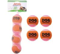 AMA SPORT Squeaky Tennis Balls for Dogs 2.5" Small Medium Dog Tennis Balls for Throwing and Fetching Dog Toys for Training, Exercise, High Bouncing 4 Pack (Orange Pink)