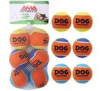 AMA SPORT Squeaky Tennis Balls for Dogs 2.5" Small Medium Dog Tennis Balls for Throwing and Fetching Dog Toys for Training, Exercise, High Bouncing 6 Pack (Multicolor A)