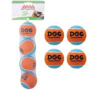 AMA SPORT Squeaky Tennis Balls for Dogs 2.5" Small Medium Dog Tennis Balls for Throwing and Fetching Dog Toys for Training, Exercise, High Bouncing 4 Pack (Orange Light Blue)