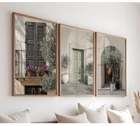 Amaani Italian Architecture Photography Print Set Rustic Mediterranean Wall Art Unframed Canvas Print 30x40 cm