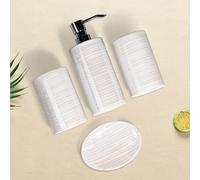 Amaauto Bathroom Accessories Set 4 Pcs, Soap Dispenser Ceramic Bathroom Decor Set with Toothbrush Cup*2, Soap Dispenser, Soap Dish