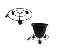 Amabassador 2X 25Cm Round Plant Pot Caddy Black Patio Pot Mover With Castor Wheels 10 Inch
