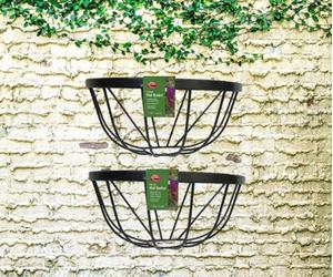 Amabassador 2X Garden Wall Trough Planter 16 Inch Wrought Iron Wall Mounted Black Flower Basket