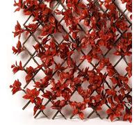 Amabassador Expanding Decorative Trellis Artificial Red Leaf Willow Trellis Panel Screen