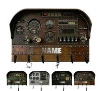 Amabery Personalized 2D Printed Aircraft Cockpit Key Holder & Coat Hook, Custom Name Aviation Control Panel Key Organizer for Pilots, Men, Aviation Enthusiasts, Garage & Man Cave Decor
