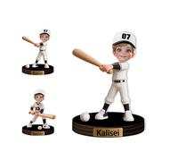 Amabery Personalized Baseball Cartoon Portrait Ornament Custom Face & Name Sculpture Decor for Desktop Home Collectibles Gifts for Boy Kids Son Sport Lover Family Christmas Birthday
