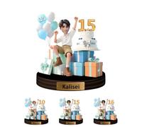 Amabery Personalized Birthday Sculpture Ornament Custom Face Name & Age Cartoon Figure Acrylic Desktop for Birthday Party Christmas Home Decor Keepsake Gifts for Boy Son Friend