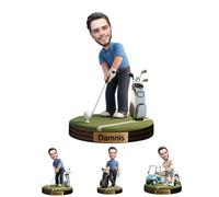 Amabery Personalized Golf Player Cartoon Portrait Ornament Custom Face & Name Sculpture Decor for Desktop Home Collectibles Gifts Golfer Men Husband Sport Lover Christmas Birthday