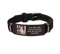 Amabery Personalized I'm Always With You Photo Memorial Bracelet Custom Picture & Name Memory Silicone Bracelet Sympathy Gift for Loss Dad Grandfather Loved One Mom Son (A16)