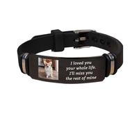 Amabery Personalized I'm Always With You Photo Memorial Bracelet Custom Picture & Name Memory Silicone Bracelet Sympathy Gift for Loss Dad Grandfather Loved One Mom Son (A20)