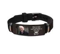 Amabery Personalized I'm Always With You Photo Memorial Bracelet Custom Picture & Name Memory Silicone Bracelet Sympathy Gift for Loss Dad Grandfather Loved One Mom Son (A6)