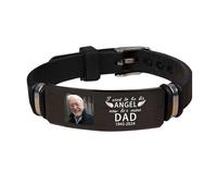 Amabery Personalized I'm Always With You Photo Memorial Bracelet Custom Picture & Name Memory Silicone Bracelet Sympathy Gift for Loss Dad Grandfather Loved One Mom Son (A4)
