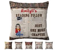 Amabery Personalized Just A Girl Who Loves Books Pillow Covers Custom Name & Portrait Pillowcase Home Decor Gifts for Book Lover Women Librarians Teacher Readers Birthday Christmas