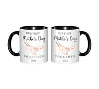 Amabery Personalized Our First Mothers Day Mug Custom Name with Mom & Baby Hands Ceramic Coffee Cup for First-Time Moms, Baby Shower Birthday Gifts Suitable for Mama Wife Sister Daughter Best Friend