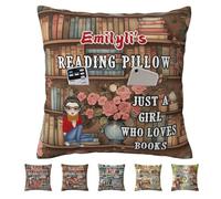 Amabery Personalized This is My Reading Pocket Pillow Custom Birth Month Flower Book Reading Pillow Personalized Bookish Gifts for Women Girl Who Book Lovers Bookworms Readers Librarian Students