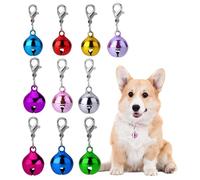Amabro 10 Pcs Cat Dog Collar Bells Pet Bell for Cat Collar Dog Collar Colourful Kitten Puppy Small Bells with Clasps Collar Accessories Festival Party DIY Crafts Christmas Decoration
