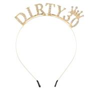 Amabro 30th Birthday Headband Dirty Thirty Gold Tiara Rhinestone Crown
