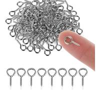 Amabro 400PCS Small Screw Eyelets, Mini Screw Eye Pins Threaded Metal Eye Screw Hooks Eye Bolts for Jewellery Making Pendants Beads DIY Craft 10mm(Silver)