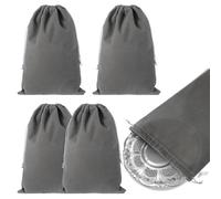 Amabro 4PCS Silver Storage Bags, 11.8" x 7.8" Anti Tarnish Cloth Bag Fabric Cloth Pouch for Protection Jewelry Flatware Silverplate Tarnish Cleaning (Grey)