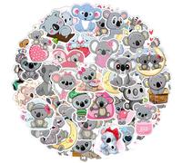 Amabro 50Pcs Cute Koala Stickers, Waterproof Vinyl Stickers Cartoon Animal Decal Sticker for Hydroflask Laptop Skateboard Luggage Bicycle Kids Teens
