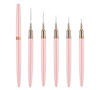 Amabro 5Pcs Nail Art Brushes, 4/8/12/20/25mm Liner Brushes Thin Nail Detail Brush Set French Tips Fine Nail Art Pen Pink Nail Art Design Tool for Nail Gel Polish Dotting Painting Drawing Long Lines