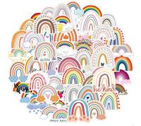 Amabro 60 Pcs Rainbow Stickers for Water Bottles - Colorful Waterproof Vinyl Decals, Boho Aesthetic for Laptop, Luggage, Computer, Kids Tablet, Cup, Notebook, Scrapbook, Skateboard