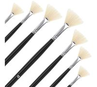 Amabro 7PCS Fan Brush for Painting, Artist Fan Paint Brush Set with Bristle Natural Hair Artist Soft Anti-Shedding Paint Brushes for Acrylic Painting Oil Watercolor Painting