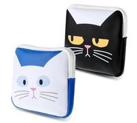 Amabro Cute Cat Sanitary Napkin Storage Bags, 2PCS Portable Waterproof Menstrual Cup Pouch Tampons Bags Nursing Pad Holder with Zipper First Period Kit Feminine Care for Women Girls Teen